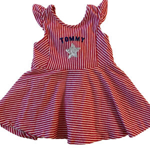 ⭐️Tommy Hilfiger Girls Striped Tunic 5T red white, blue, silver star aplique